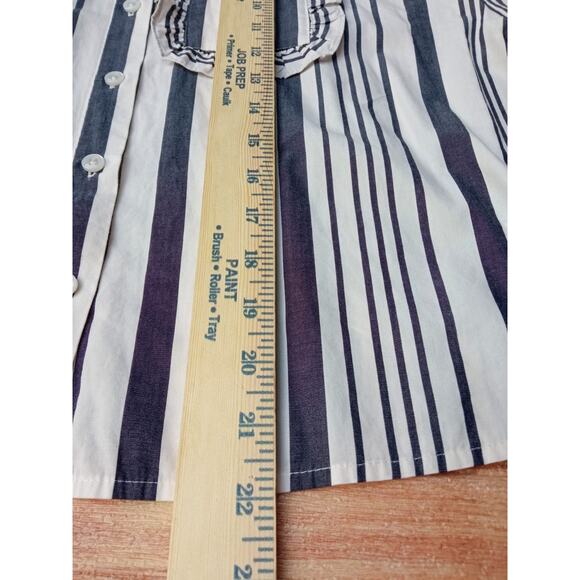 A New Day Women's Blouse Top Button Front Short Sleeve White/Black Size Medium - Picture 4 of 9